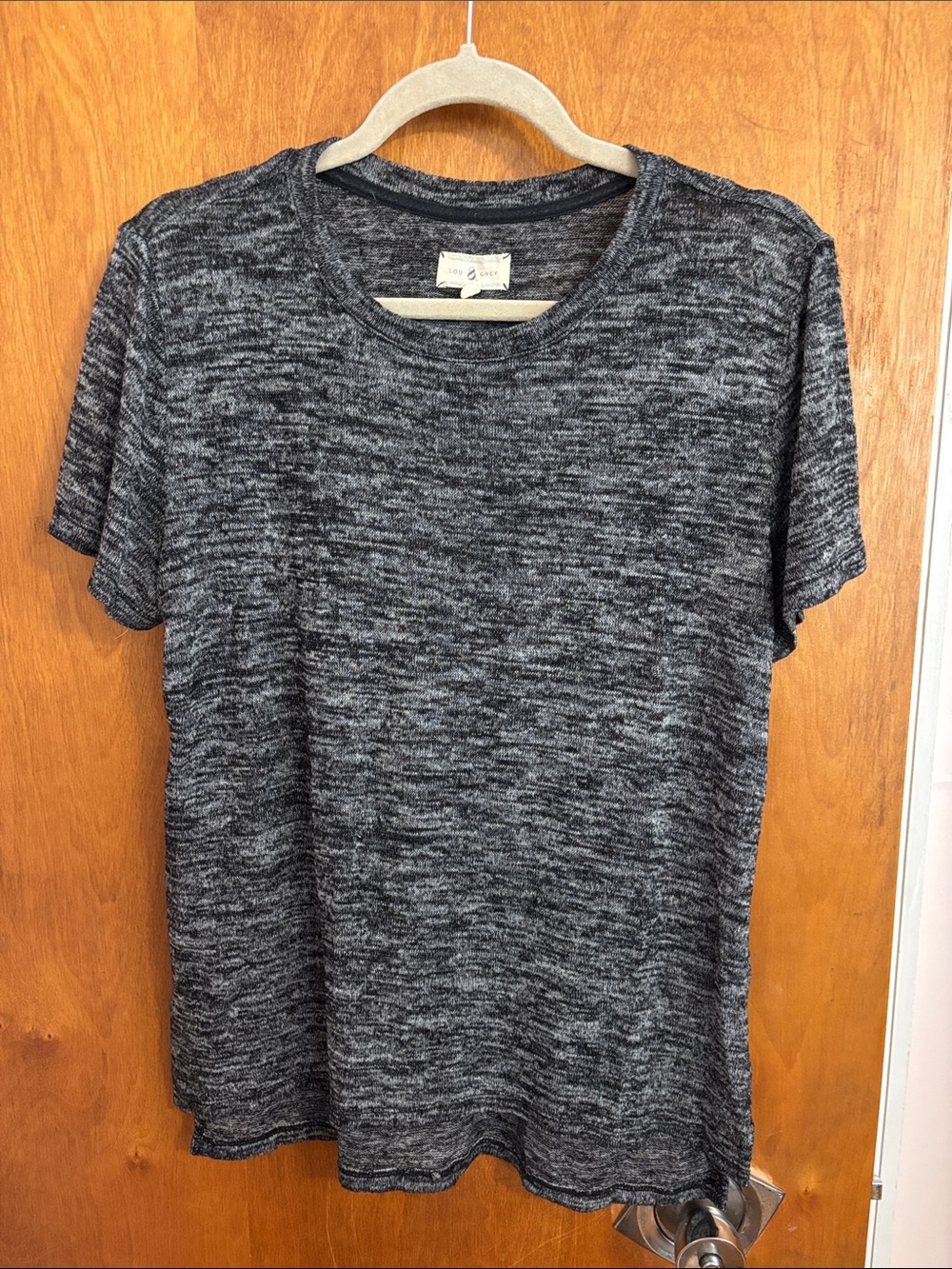 Lou & Grey Heather Grey Relaxed Fit Short Sleeve Knit Top Size Medium